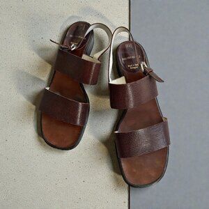 BRUNO MAGLI Vintage Women's Brown Leather Slingback Sandals Size 40 / US 10